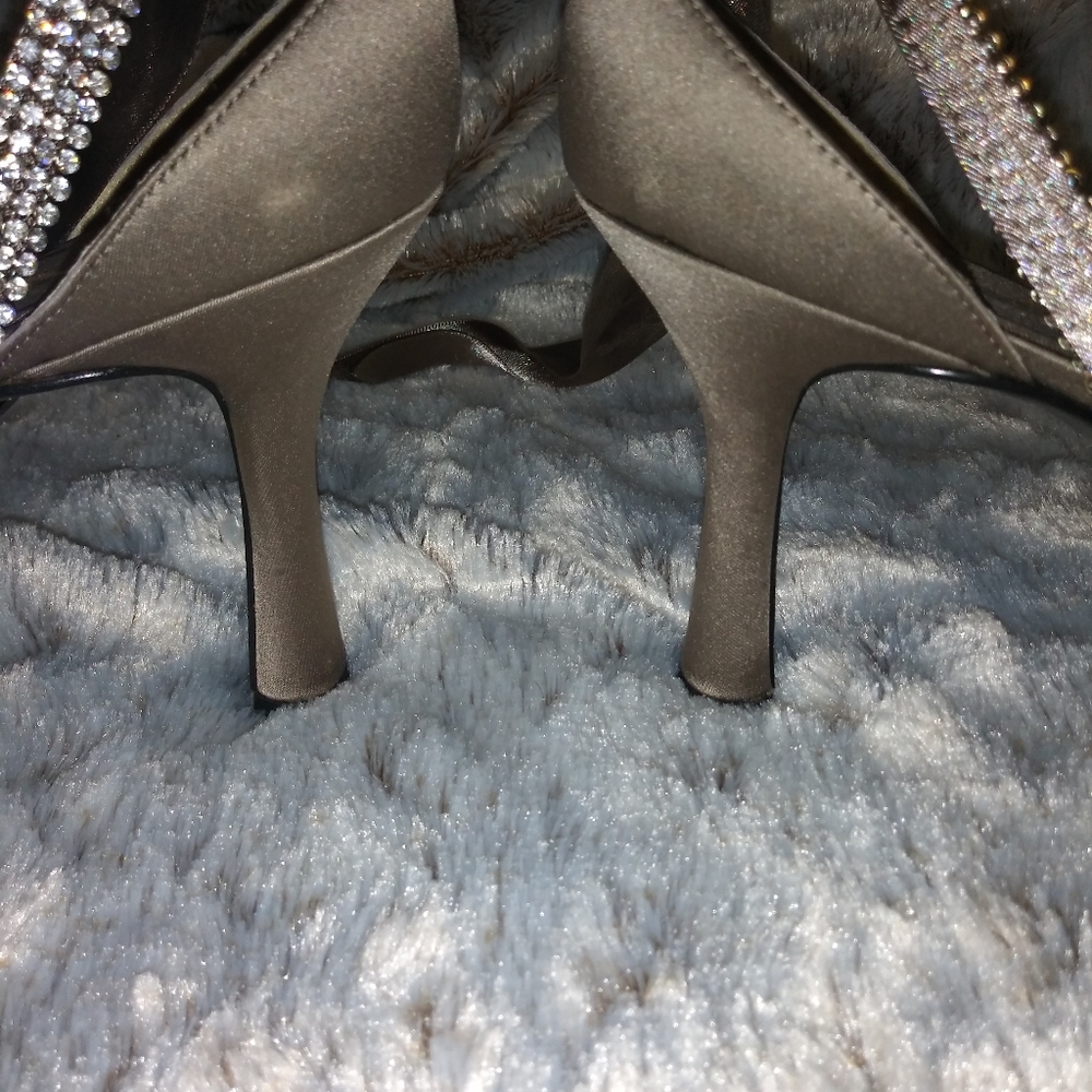 Fancy Satin Ribbon Rhinestone Heels - Picture 2 of 7